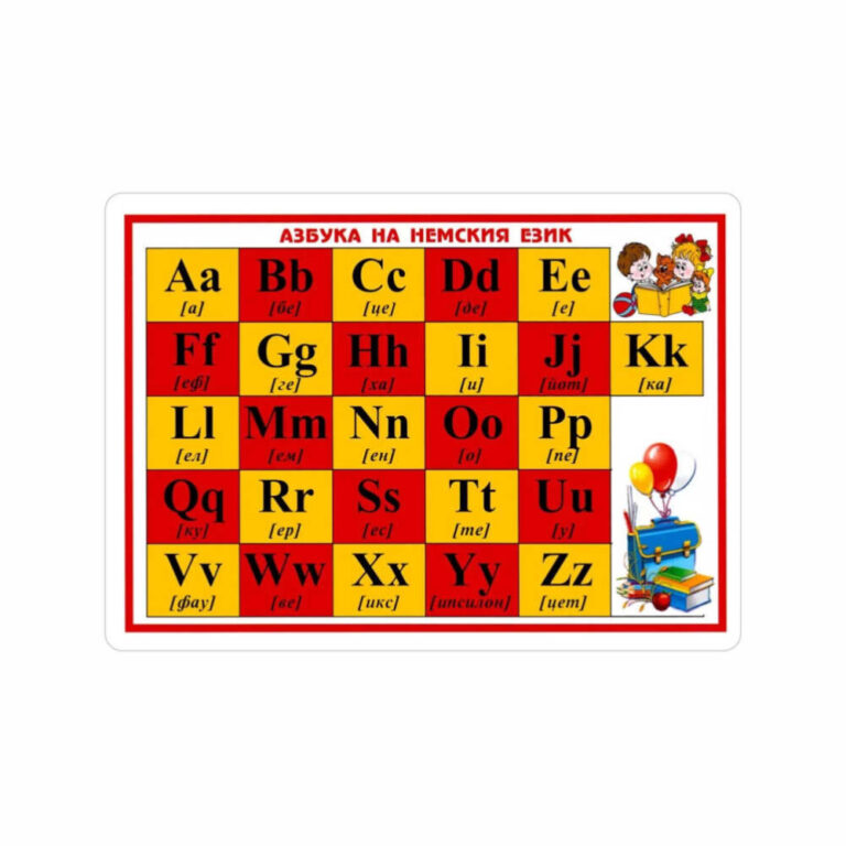 Двустранната таблица помага на учениците да усвоят немската азбуката.
