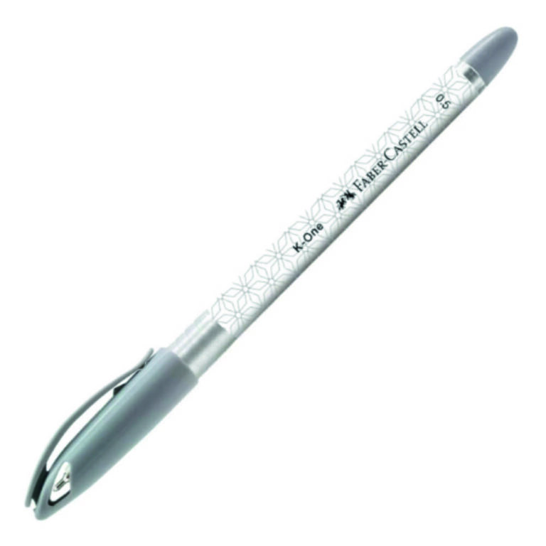 Сребърна автоматична паста Faber-Castell K-One с флорален десен и тънък писец 0,5 мм.