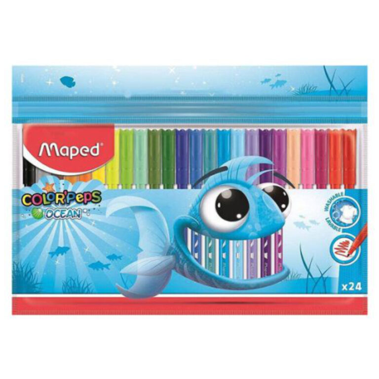 Комплект цветни моливи Maped Color'Peps Ocean с 24 ярки цвята в опаковка с цип.
