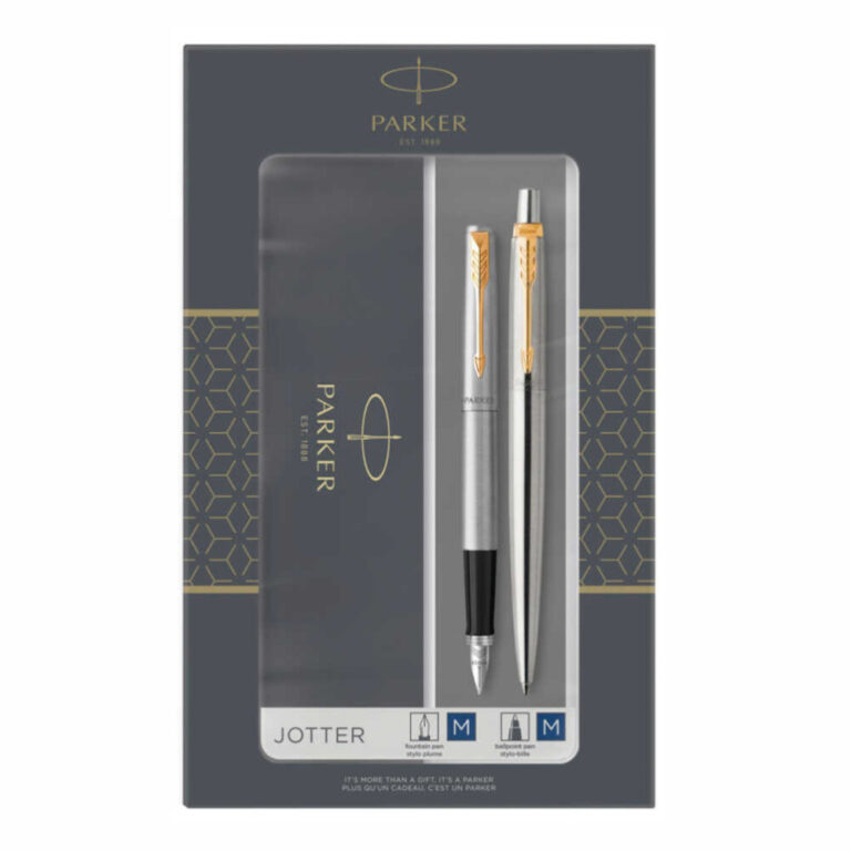 Комплектът химикалка и писалка Parker Royal Jotter CT е идеалният избор за всеки, който търси елегантно и стилно допълнение към ежедневието си.