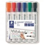 Комплект от 6 цветни маркера Staedtler за бяла дъска с напълно изчистима химикалка.