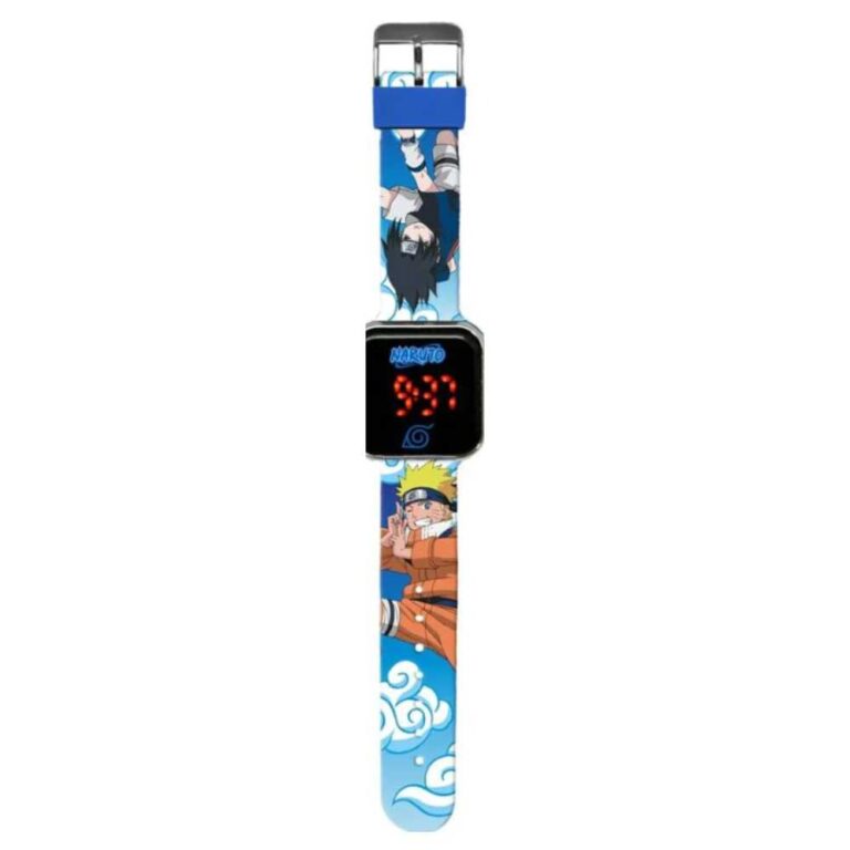 Детски LED часовник с изображения на герои от анимето Naruto на каишката.