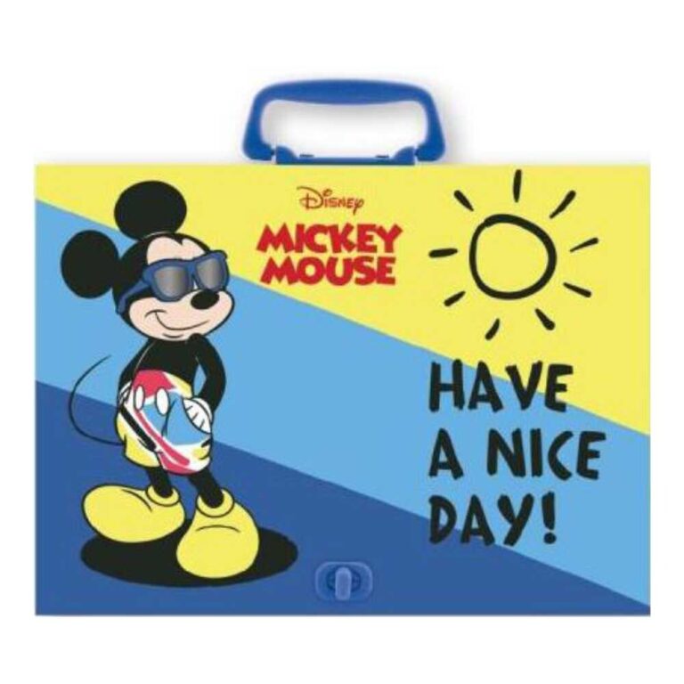 Картонено куфарче с образ на Mickey Mouse и надпис Have a Nice Day за деца.