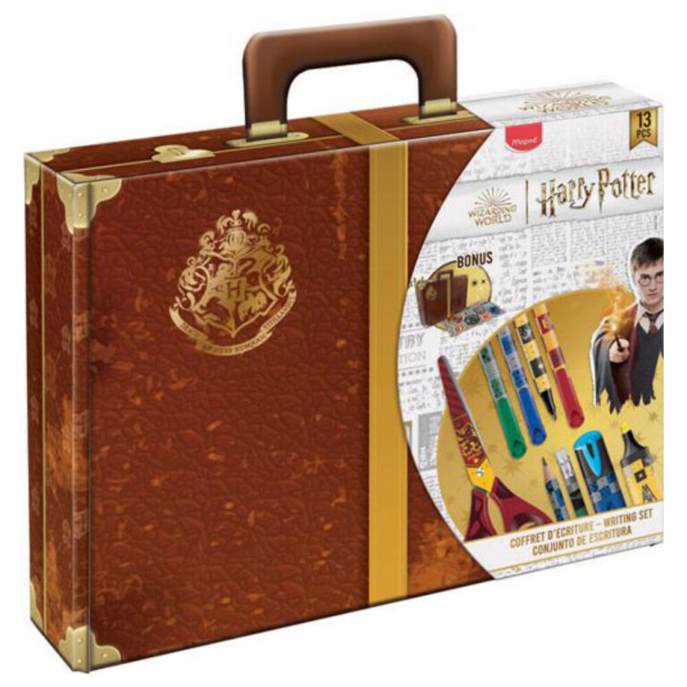 Комплект училищни пособия Harry Potter в ретро куфар с герба на Хогуортс.