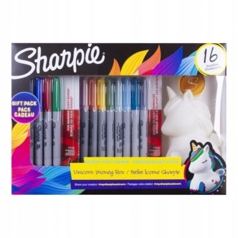 Комплект Sharpie с 16 цветни маркера и блажен мед с дизайн на еднорог.