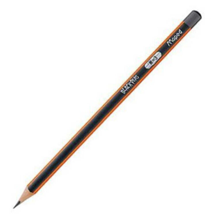 Черен и оранжев дървен молив Staedtler Noris HB 2 за писане и рисуване.