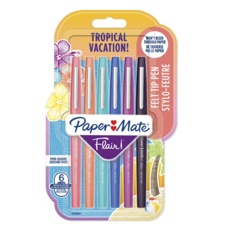 Комплект флумастри с 6 ярки цвята от Paper Mate Flair Tropical Vacation.