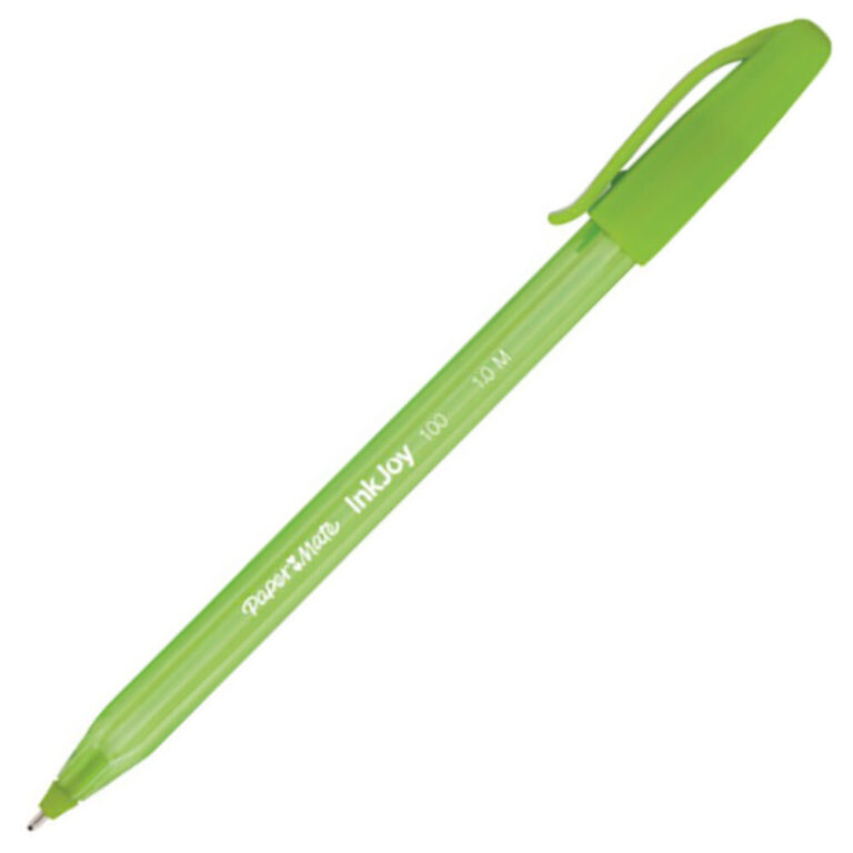 Зелен химикал PaperMate InkJoy 100 1.0 мм с капаче за плавно писане.
