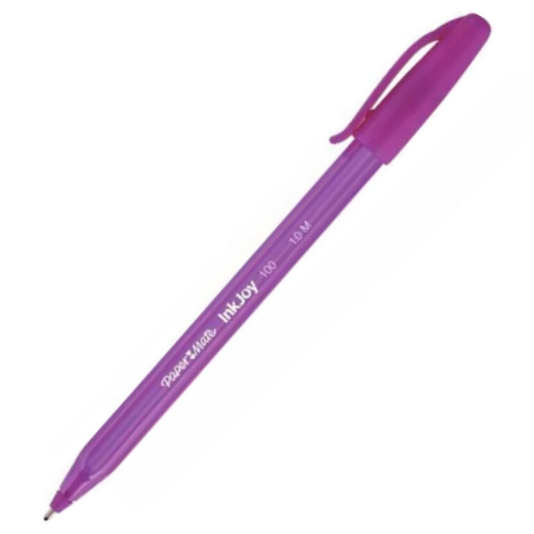 Лилав химикал Pilot InkJoy 100 с капачка и удобен дизайн за гладко писане.