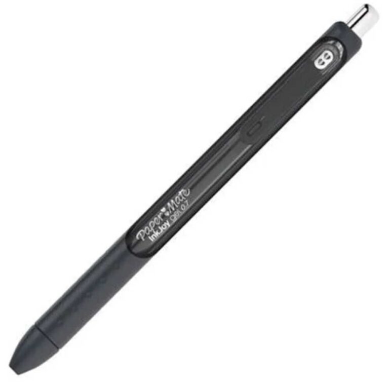 Черна писалка Papermate InkJoy Gel с бутон и клип за фиксация.