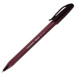 Бургуندو кафява химикалка Papermate Inkjoy с капачка и клипс за закрепване.