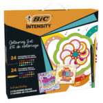 Комплект BIC с 24 цветни моливи, 24 цветни фелтописци и две книжки за оцветяване.