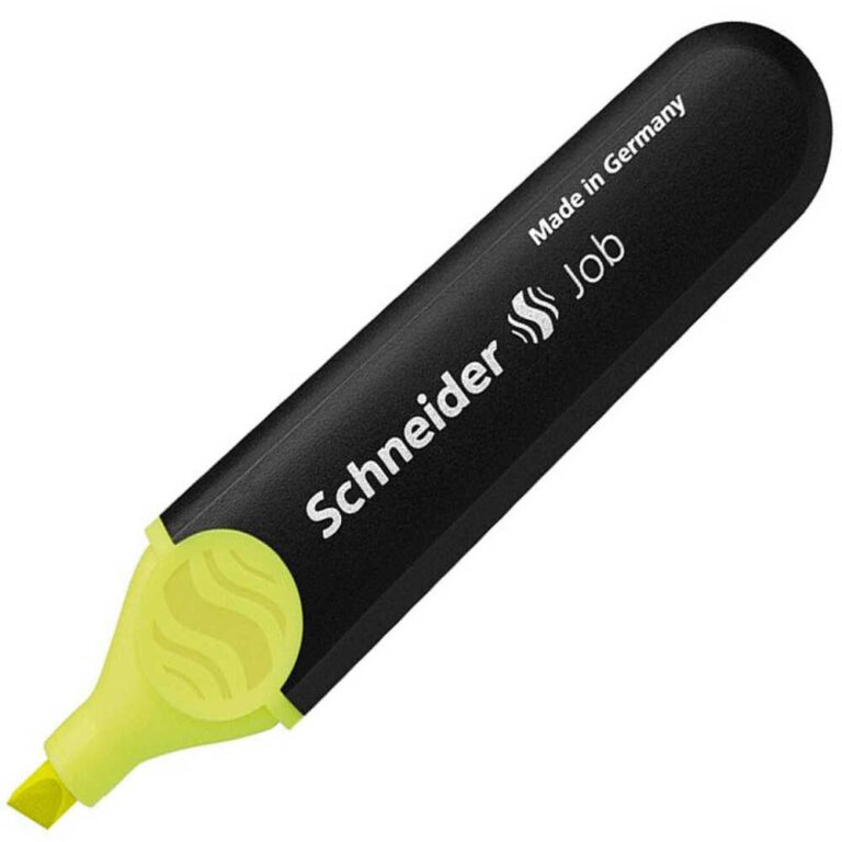 Жълт скосен текстмаркер Schneider Job за подчертаване, изработен в Германия.