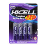 Пакет от 4 HICELL Premium AA 1.5V батерии Heavy Duty с дълъг живот за мощно захранване на устройства.