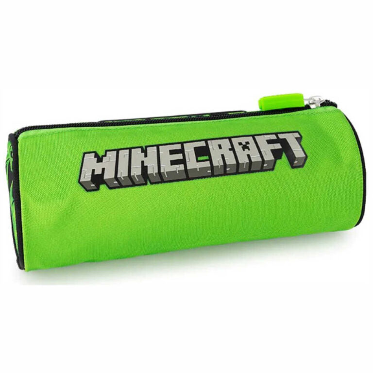 Ярко зелено несесерче с тема Minecraft и цип за удобство при съхранение.