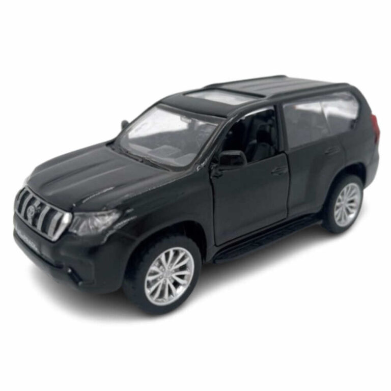 Черна метална моделна кола Toyota Land Cruizer Prado с детайлна външна визия.