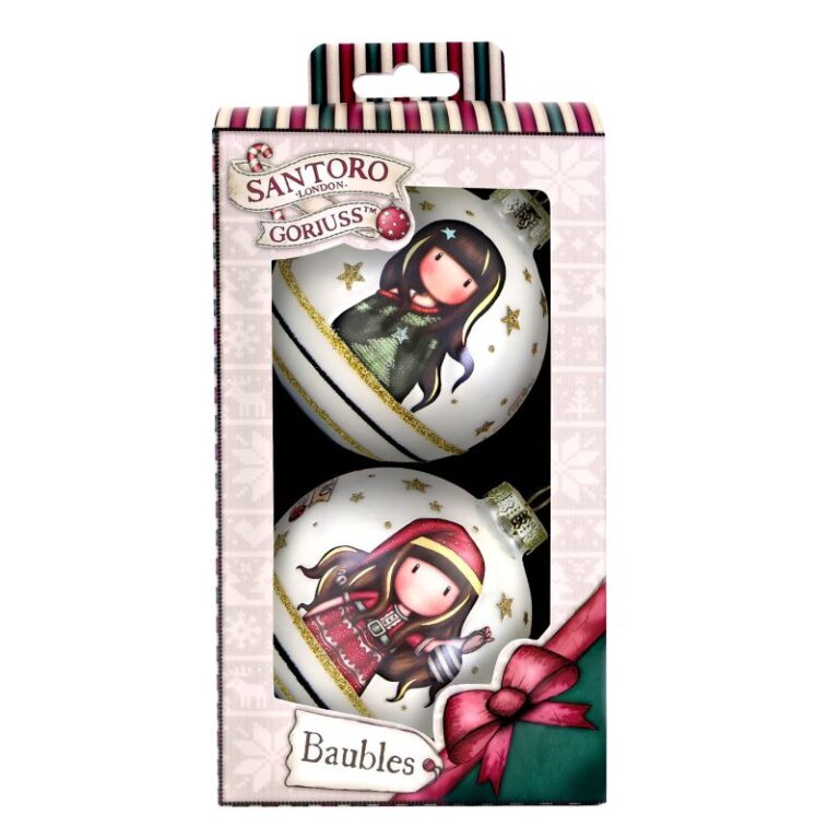 Комплект от 2 бр Коледни играчки за елха Santoro Gorjuss Mеrry and Bright