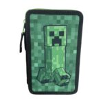 Ученически несесер с две отделения Minecraft Creeper Green