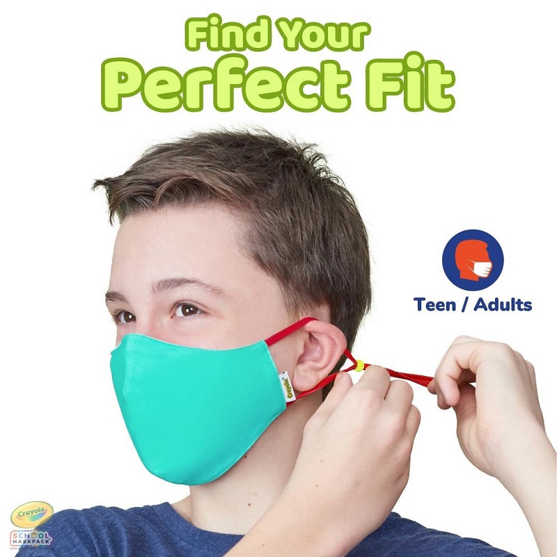 Crayola™ Adults Cool Colors, маски за лице за тийнейджъри, учители и възрастни, в сет, 5 броя - Image 5
