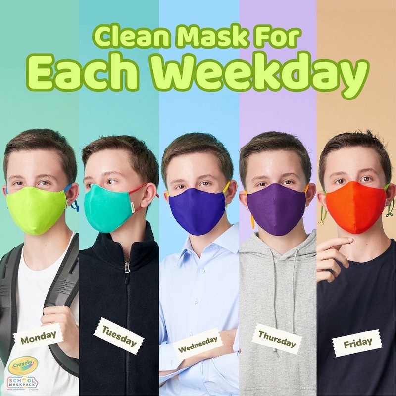 Crayola™ Adults Cool Colors, маски за лице за тийнейджъри, учители и възрастни, в сет, 5 броя - Image 7
