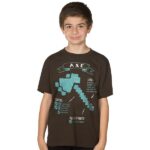 Тениска Minecraft кафява диаграма на брадва