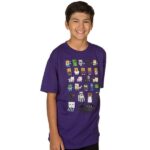 Тениска Minecraft лилава с всички герои