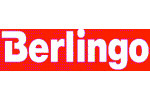Лого на Berlingo в плътни червени и бели цветове на бял фон.