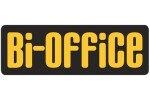 Лого на Bi-Office с жълт текст на черен фон, символизиращо доверие и професионализъм.