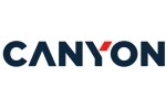 Лого на Canyon с елегантен тъмно син надпис и червен акцент.