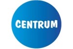 Лого на Centrum с бял текст върху син кръгъл фон, символ на здравословни витамини за всеки ден.