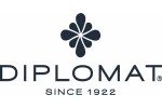 Логото на Diplomat с черен флорален емблем и надпис DIPLOMAT SINCE 1922 на бял фон.