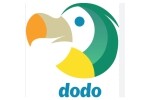 Цветно портретно лого с додо птица и думата dodo под нея.