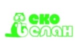 Лого с есенно зелено листо и надпис Эко Спан на кирилица, символ на еко съдържание.