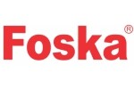 Логото на Foska в плътен червен шрифт на бял фон, предавaщо модерна и динамична енергия.