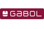 Логото на Gabol с бял надпис върху виненочервен фон.