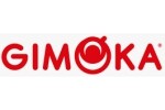 Лого на Gimoka кафе с червена чашка във формата на буква „О“, символизиращо уют и качествен вкус.