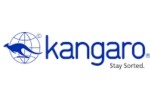 Логото Kangaroo с изображение на кенгуру и глобус и мотото Stay Sorted.