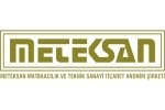 Стилно лого на Meteksan Matbaacılık с червен и черен дизайн на бял фон, символ на професионализъм.