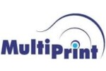 Логото на Multiprint със син текст и символ на безжичен сигнал.