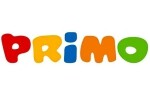 Цветно и игриво лого PRIMO с дебели, закръглени букви, подчертаващо дружелюбна и забавна визия.