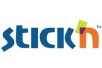 Лого Stick'n с креативна и цветна игра на букви в оживен стил.