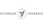 Лого на Victoria's Journals с издържани инициални VF в точков кръг.