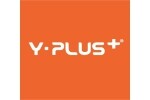 Лого Y-Plus+ в бяло на оранжев фон, символ на марката.